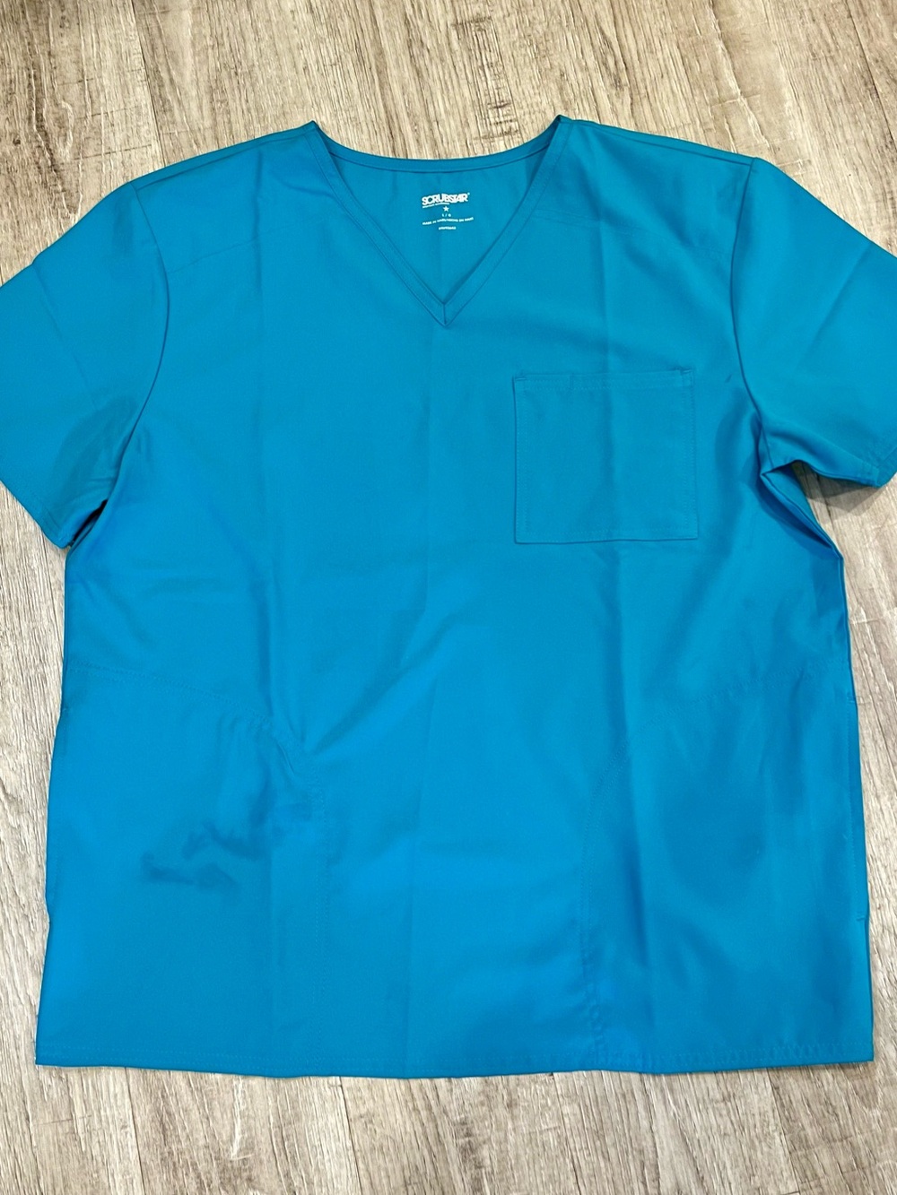 ScrubStar Teal Blue Short Sleeve Scrubs Work Wear Top Large